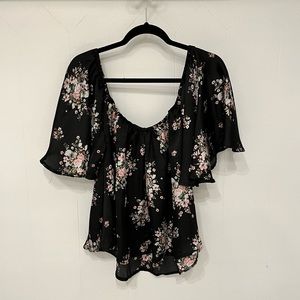 Black Floral Off The Shoulder Top